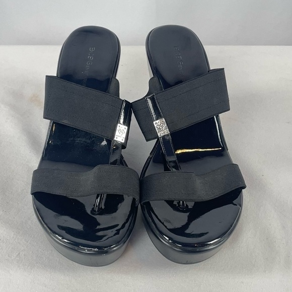 Vintage Y2k BCBGeneration Elastic Platform Wedge Sandal in Black Size 8.5 - Picture 3 of 6